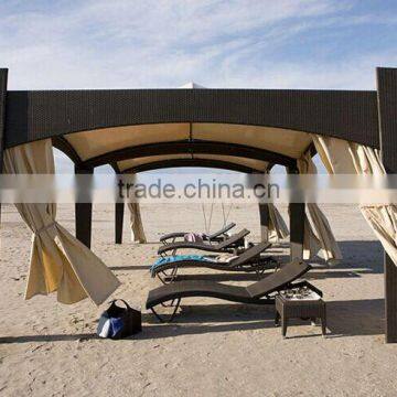 Poly rattan gazebo with curtain