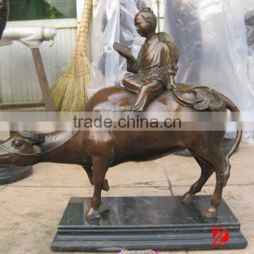 Garden antique cowboy bronze statue