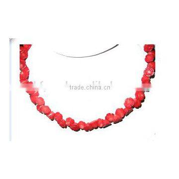 wholesale 17 inch 12mm red carved flower original coral beads necklace