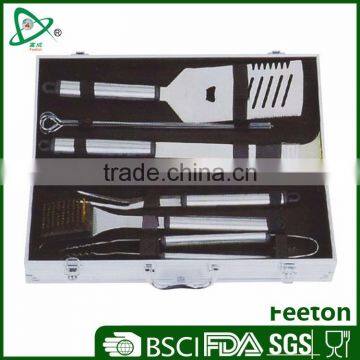 9pcs stainless steel bbq set in aluminum box