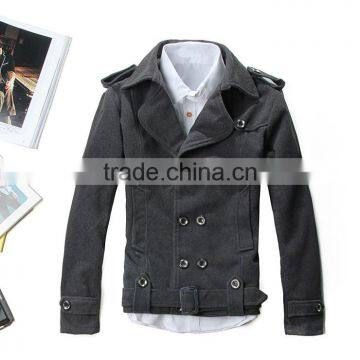 Man Slim Fit Long Style Wool Blend Jacket 2015 photo-3