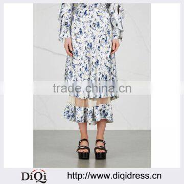 Wholesale Women Apparel Off-white Printed Satin Midi Skirt(DQE0357SK)