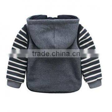 Striped Sleeve Thicken Warm Boys Winter Hoodie