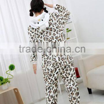 Flannel Cartoon Adult Animal Jumpsuit Animal Pajamas Jumpsuit Leopard Design photo-2