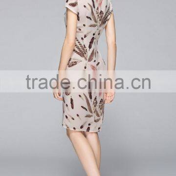 Classic Short Sleeve V Neck Slim Fit Ladies Dress photo-4