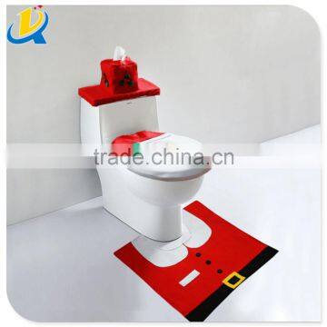 Christmas creative decoration cheap bathroom toilet seat cover rug set