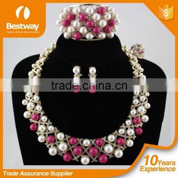 Hot Sell Best Price Fashion African Beads Jewelry Set Crystal Beads Necklace Set Nigerian Wedding EF0066-4