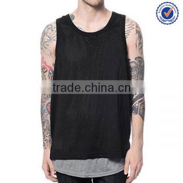 Custom sports gym black mesh tank top