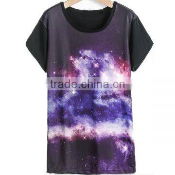 100% polyester galaxy sublimation printing long t shirt