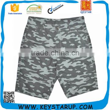 Grey Camo Combat Zip Fly Cargo Shorts Mens