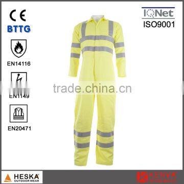 Men's safety yellow fire fighter flame retardant fireproof coverall