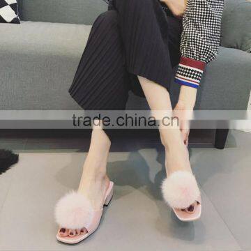 The New 2017 Satin Surface Minks Hair Bulb Cool Slippers photo-3