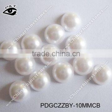 Flat back Pearl Dome Studs 10MM Pure white Pearl Beads For DIY Decorations