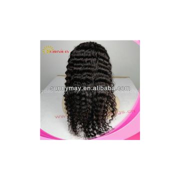 Top Quality AAAAA+100% Indian Virgin Human Hair Deep Wave Lace Front Wig For Black Women In Stock