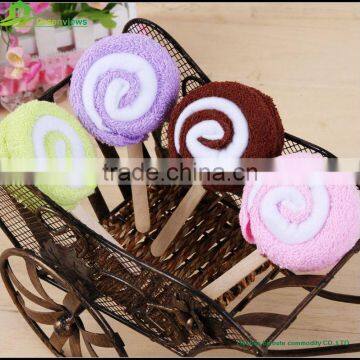 cakes towel factory customize microfiber lollipop shape cake towel gift towel cake