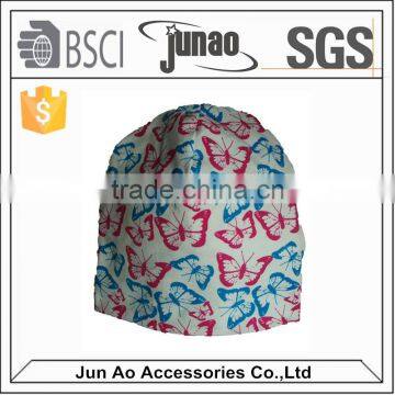 knit jersey custom printing cotton beanie hat