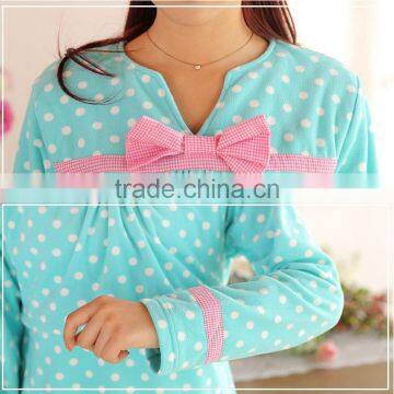 2017 wholesale Chest small bow tie White dot printed newest design ladies nighty AK089 OEM ODM