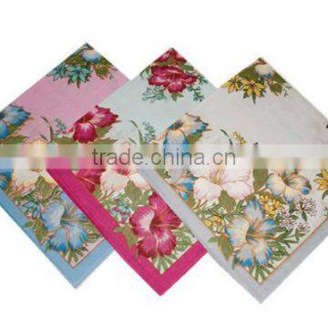 ladies wholesale 100% cotton floral printed handkerchief