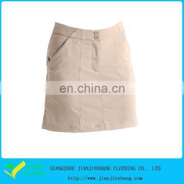 Fashion Khaki Color Plain Designed Polyester Golf Skorts For Women