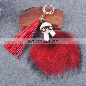 New fashion real raccoon fur key rings for bag/car keychains handmade