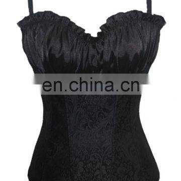 High Quality Black Floral Pattern Ruffled Top Sexy Corset Lingerie photo-5