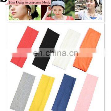 Factory Price Muti-color Ladies Girls Yoga Sports Cotton Sweatband Headband customizable logo Elastic Hair Band