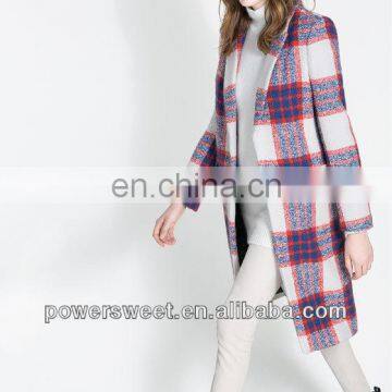 2013Hot Sale Fashion Catchy Style Light Gingham Prited Midi Pattern Ladies Winter Coats