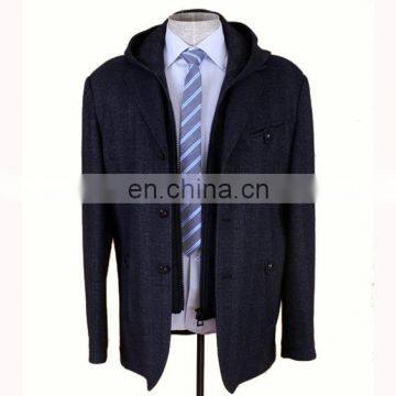 OEM Fashion Mens Hooded Wool Peacoat Dress