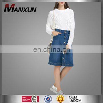 Alibaba Fashion 100% Cotton Casual A-Line Denim Women Skirts Cowboy Skirts