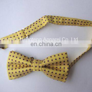 Pre tied Silk Woven Bow Tie Yellow Color Dotted Design