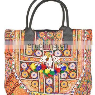 Vintage Banjara Tote Leather Handle Bag Beach Market Boho work Hippie Hobo old Cowrie Women tote bag wholesale