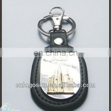 Personalized Dubai custom black leather keychain souvenirs key holder