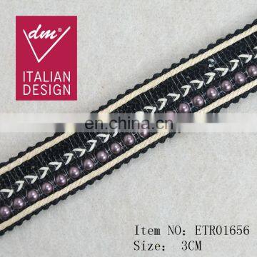 Beaded sequins lace trim for decorative