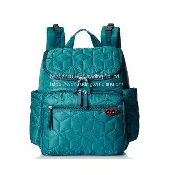 quilted polyester diaper backpack bag with pockets outside