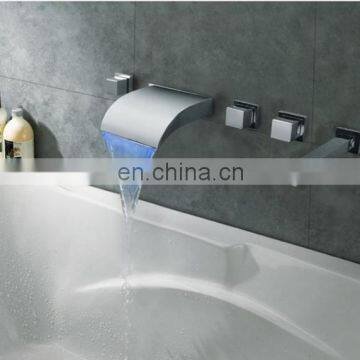 Chrome LED Wall Mount Water Mixer Tap Waterfall Faucet Basin Sink Bathtub Tap photo-5