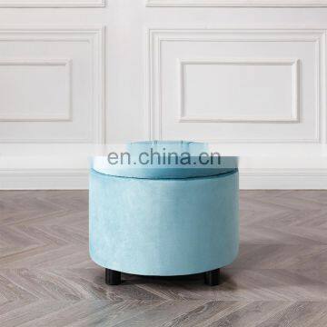 Reatai Modern Round Velvet Foot Stool Storage Chair Bedroom Ottoman Stool Sofa With Storage