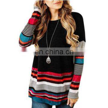 Europe and America Autumn and Winter Explosion Models Hot Long-sleeved Striped Round Neck T-shirt Sweater Large Size Women's Top photo-6