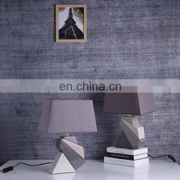 Western Modern Design Geometric Modeling White Ceramic Base Bedside Table Lamps for Home Decor photo-6