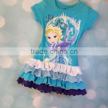 2015 high quality cotton Tshirt kids casual ruffle top kids apparel wholesale