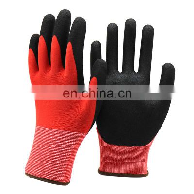 Sandy Nitrile Coated Abrasion And Oil Resistant Garden Auto Work Gloves Premium Builders Grip Gloves For Construction Safety