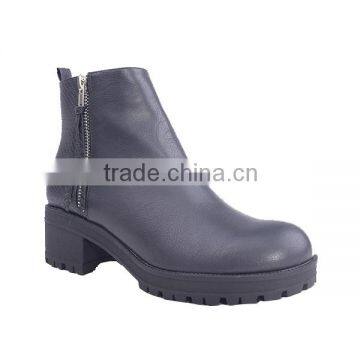 Hot Selling Woman Wholesale Best Price Two Zippers Mid Heel Anti Slip Ankle Boots photo-2