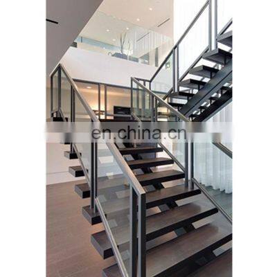 U-Shape Modern Staircase Interiors Double/Single Keel Stairs With Wood Step