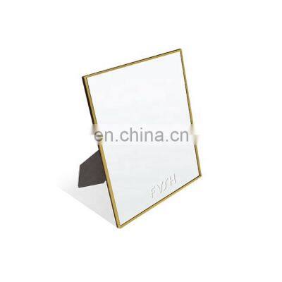 glass mirror foldable Brass frame metal stand table standing mirror