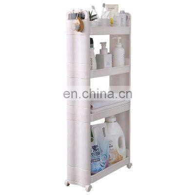 high quality 3 Tier Slim Slide Storage Rack with wheel heavy duty slide out storage rack bathroom gap storage organizer