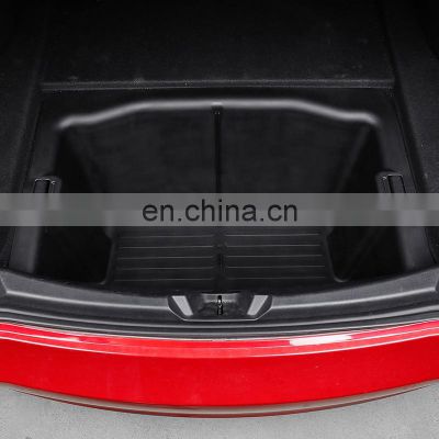 Black ABS Car Rear Trunk Storage Box Waterproof Easy Installation Auto Rear Container Organizer Case Tray For Tesla Model 3