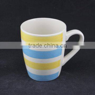 black and blue Stripes rainbow hand made ceramic mug