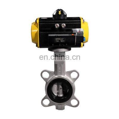 Wafer type Pneumatic Butterfly Valve Air Actuated Butterfly Valve EPDM Seat SS304