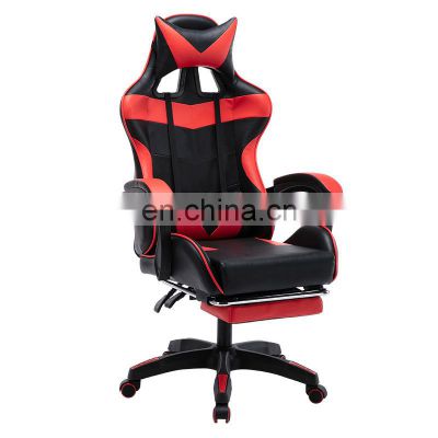 pu leather office recliner luxury adjustable ergonomic swivel gamer racing gaming chair white with footrest