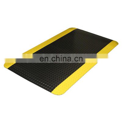 Heavy Duty Diamond-DEK Sponge Industrial Anti-Fatigue Floor Mat, 2' x 3', Black with Yellow Border