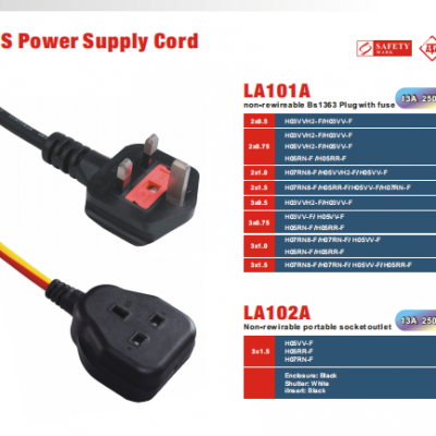 UK Non-rewireable Bs1363 Plug With Fuse Power Supply Cord photo-3